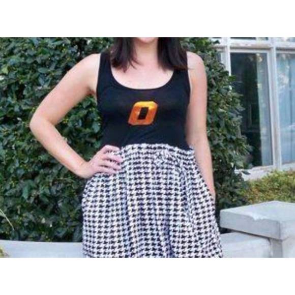 NEW GAMEDAY COUTURE oklahoma state university logo houndstooth tank dress in bla - Picture 1 of 2